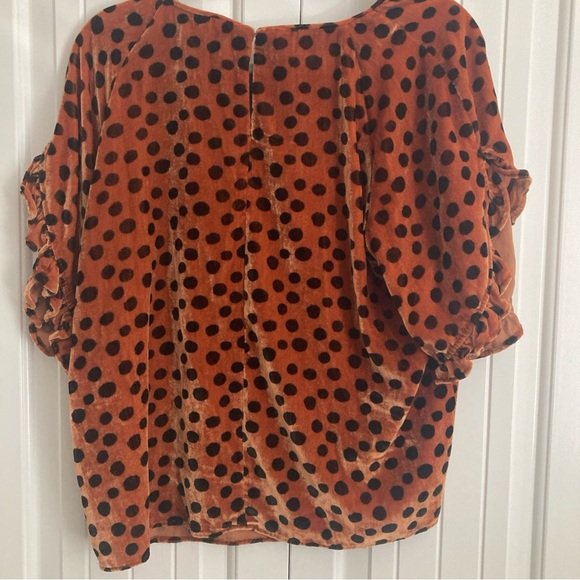 Madewell Polka Dot Ruffle Sleeve Top - Copper & Black - Picture 9 of 9